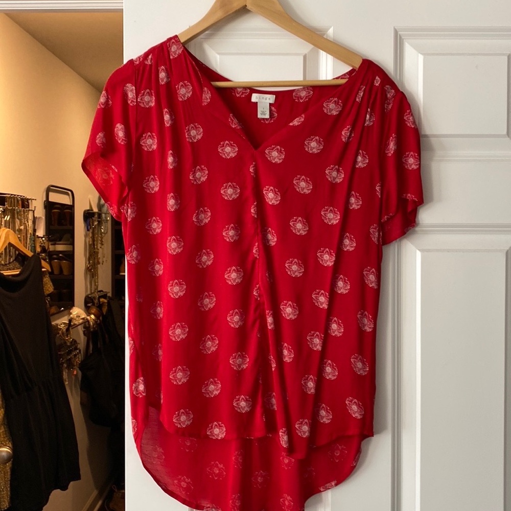 Hinge, Red Blouse, Size L